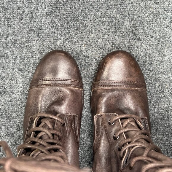 All Saints Spitalfields boots Women's 8 Rustic Brown Leather Moto Combat Lace Up - Picture 10 of 14